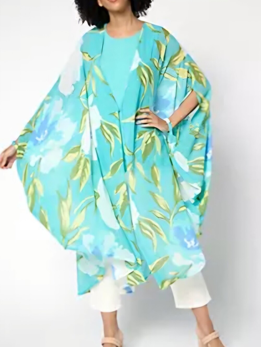 QVC Turquoise Floral Midi Dress